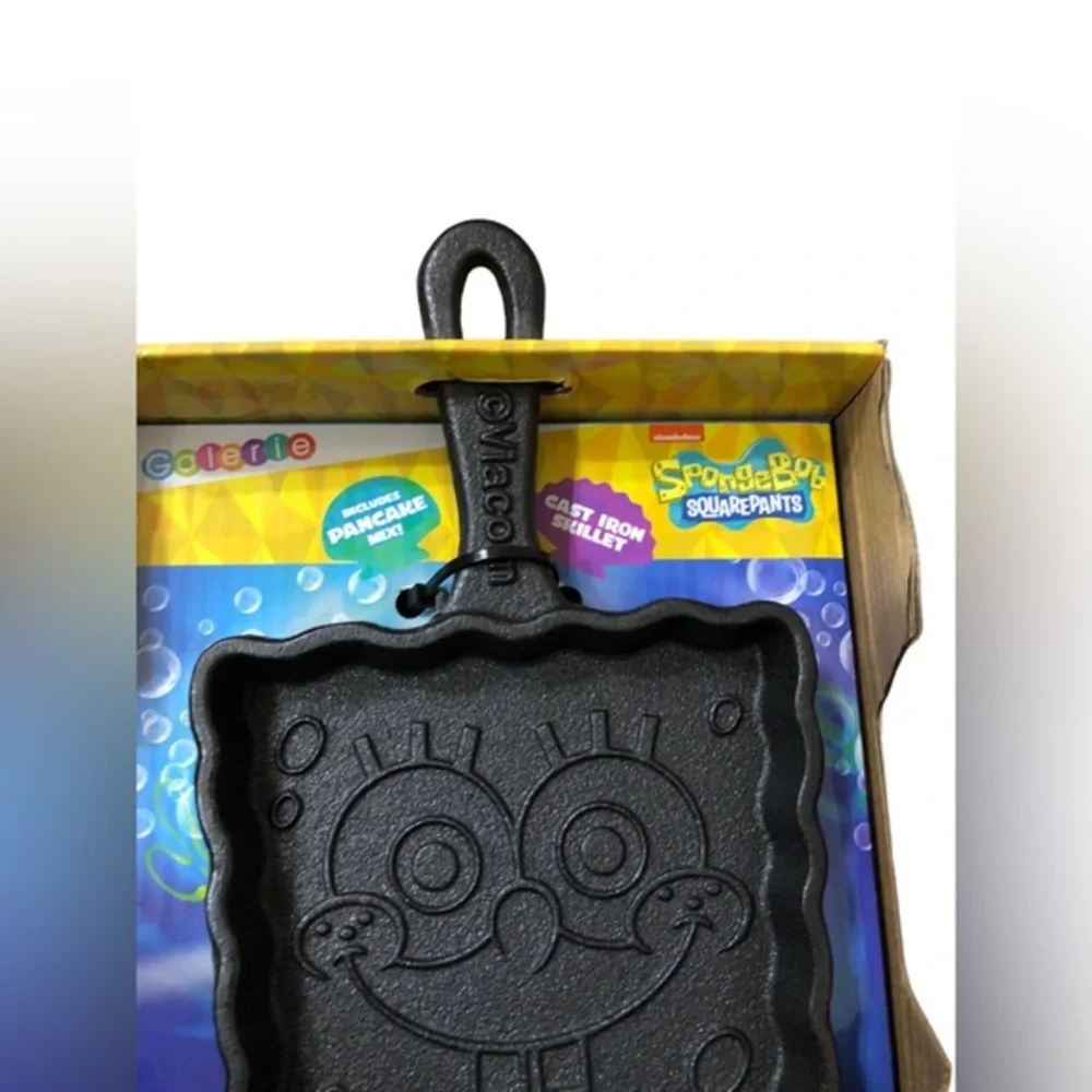 Spongebob squarepants cast iron pancake‎ skillet with pancake mix new